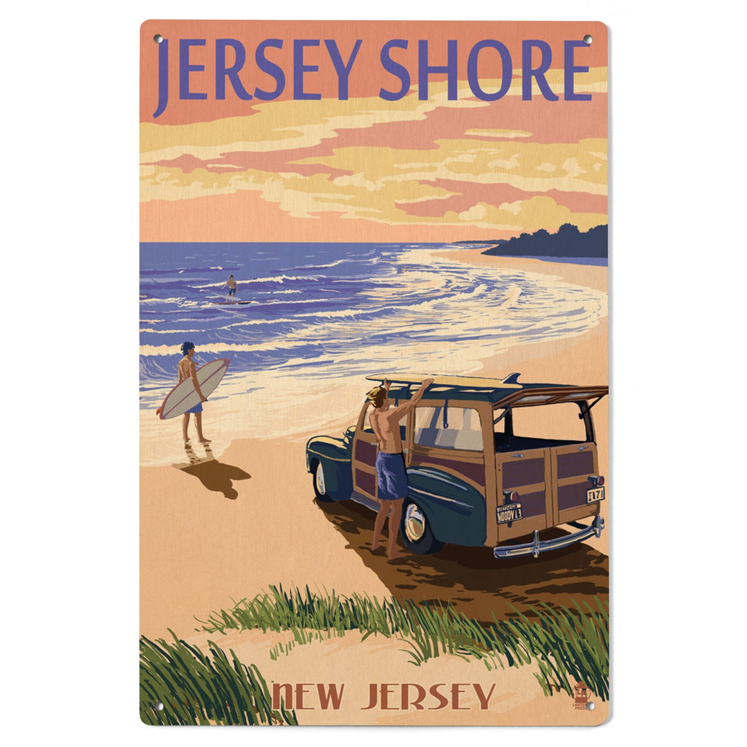 Jersey Shore, Woody on the Beach, Lantern Press Artwork, Wood Signs and Postcards Wood Lantern Press 