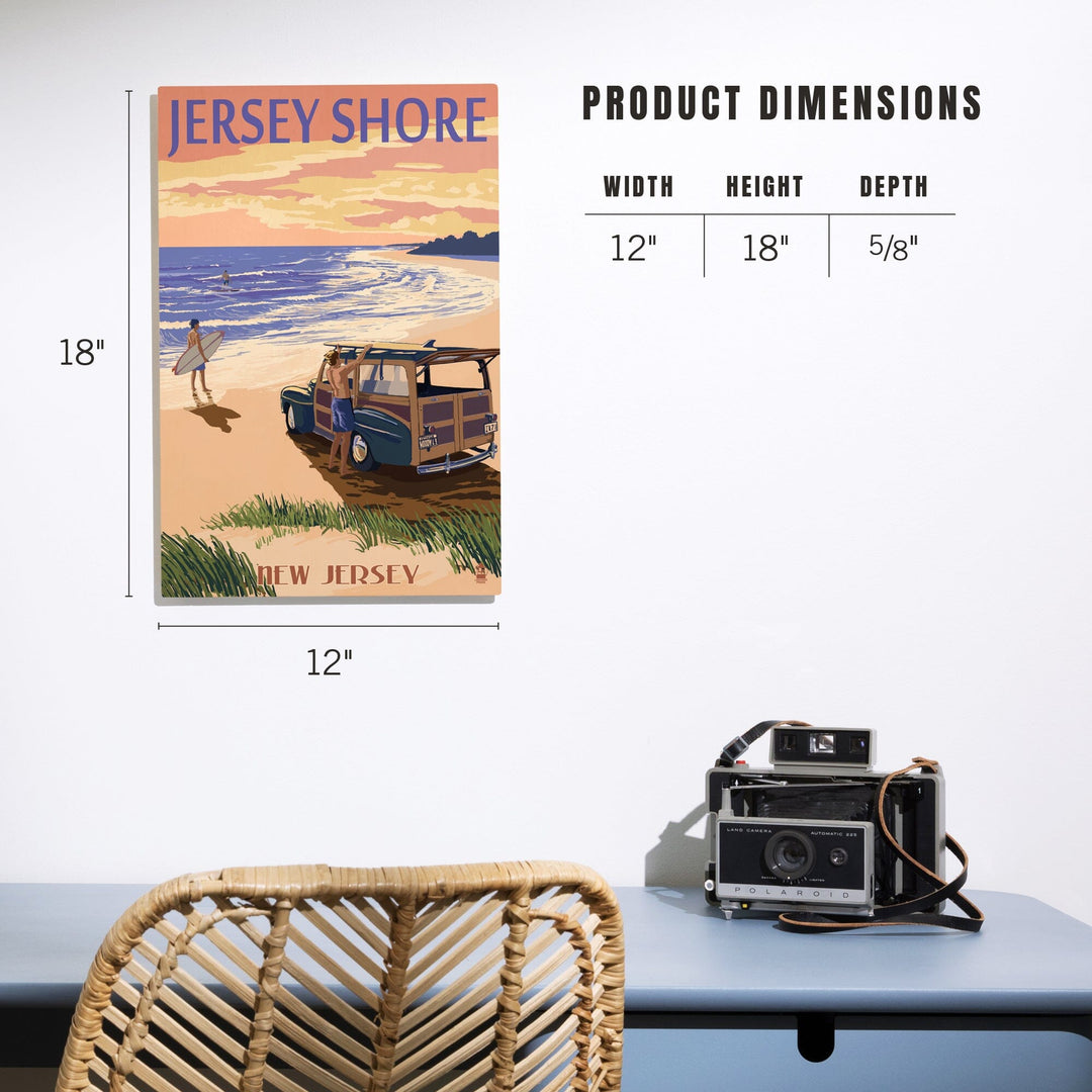 Jersey Shore, Woody on the Beach, Lantern Press Artwork, Wood Signs and Postcards Wood Lantern Press 