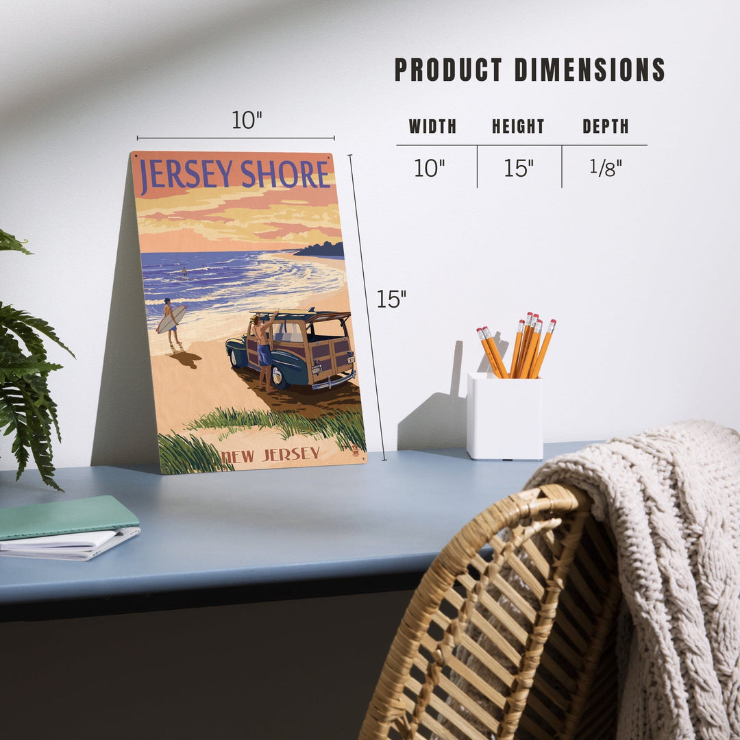 Jersey Shore, Woody on the Beach, Lantern Press Artwork, Wood Signs and Postcards Wood Lantern Press 