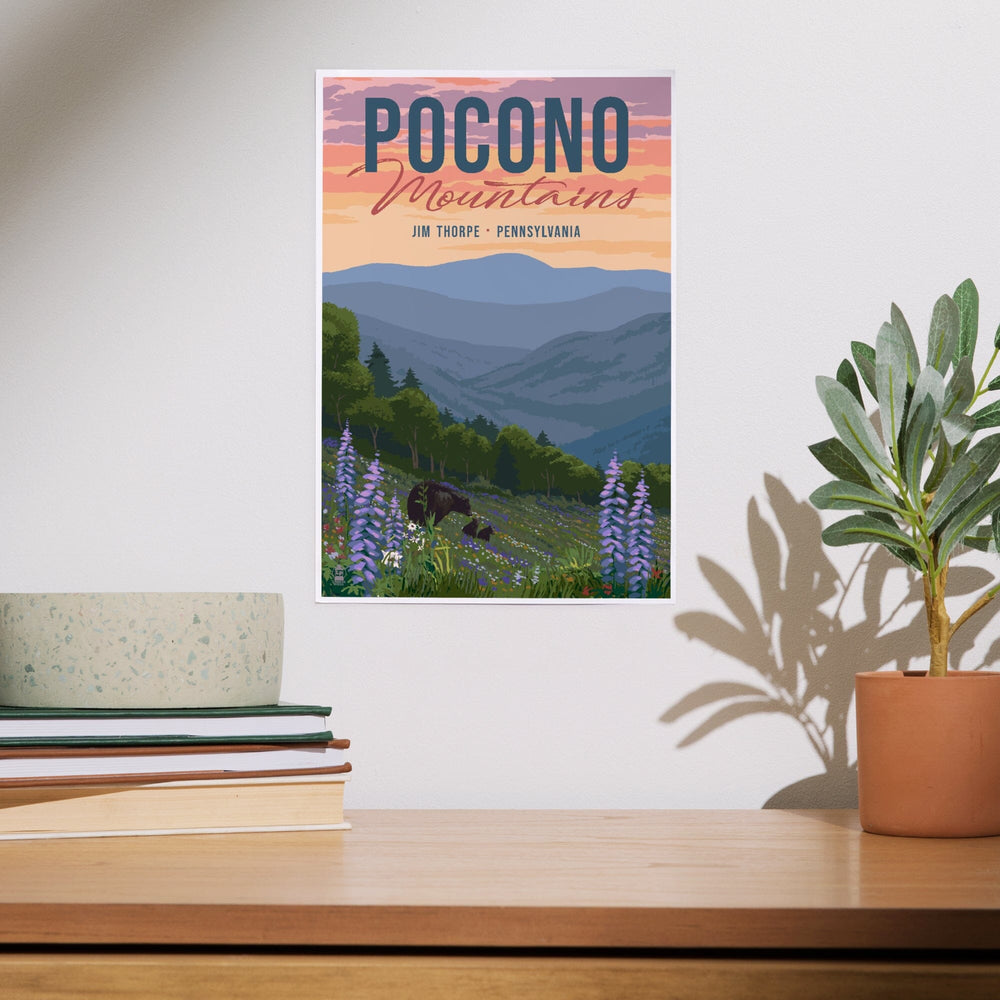 Jim Thorpe, Pennsylvania, Pocono Mountains, Bear and Spring Flowers, Art & Giclee Prints Art Lantern Press 