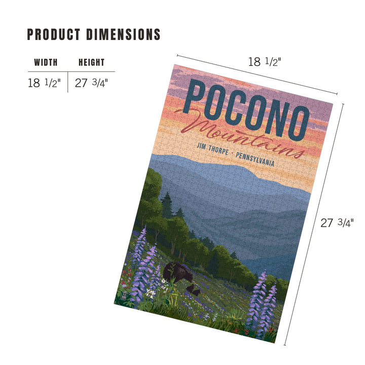 Jim Thorpe, Pennsylvania, Pocono Mountains, Bear and Spring Flowers, Jigsaw Puzzle Puzzle Lantern Press 