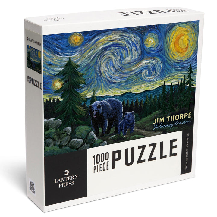 Jim Thorpe, Pennsylvania, Starry Night, Bear and Cub, Jigsaw Puzzle Puzzle Lantern Press 