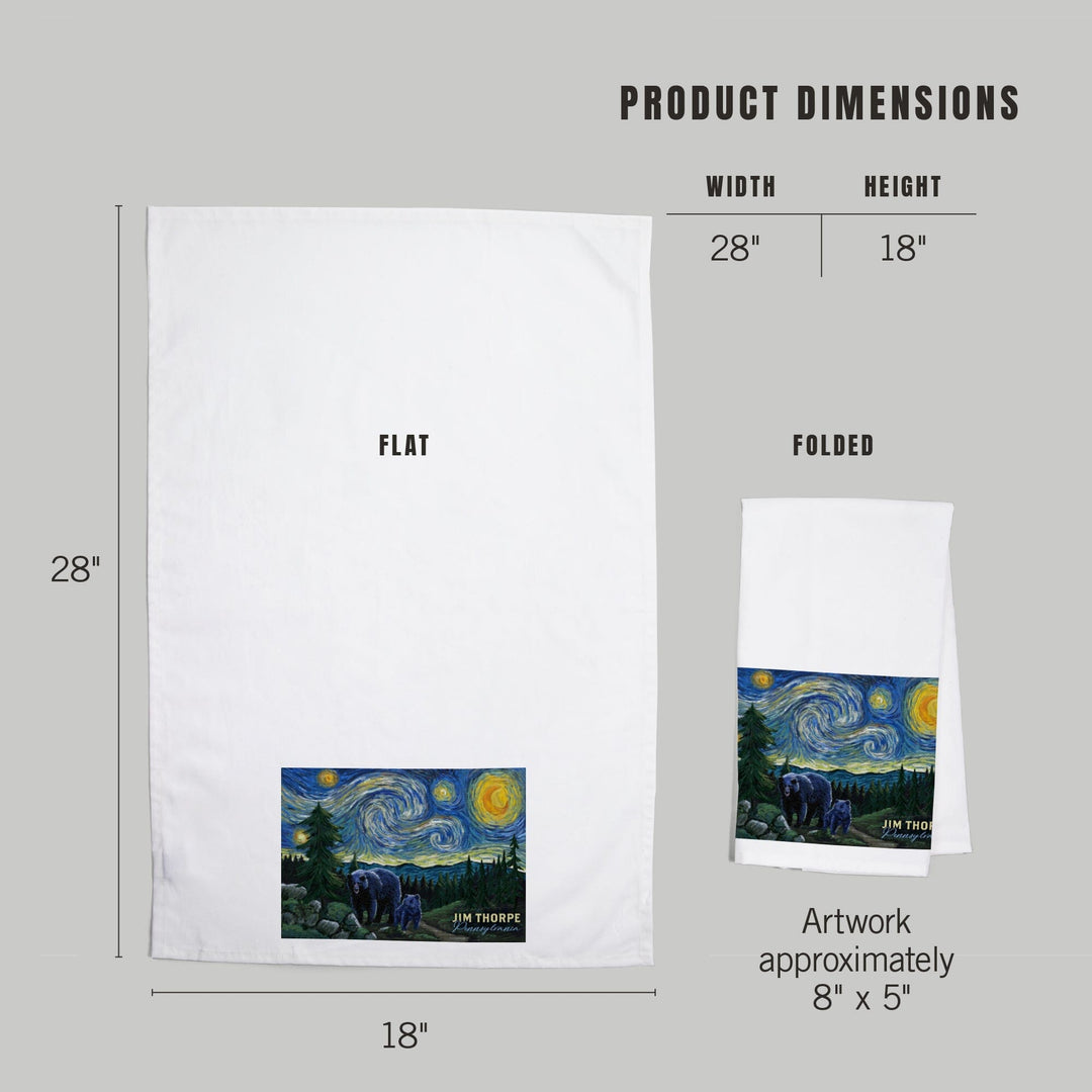 Jim Thorpe, Pennsylvania, Starry Night, Bear and Cub, Organic Cotton Kitchen Tea Towels Kitchen Lantern Press 
