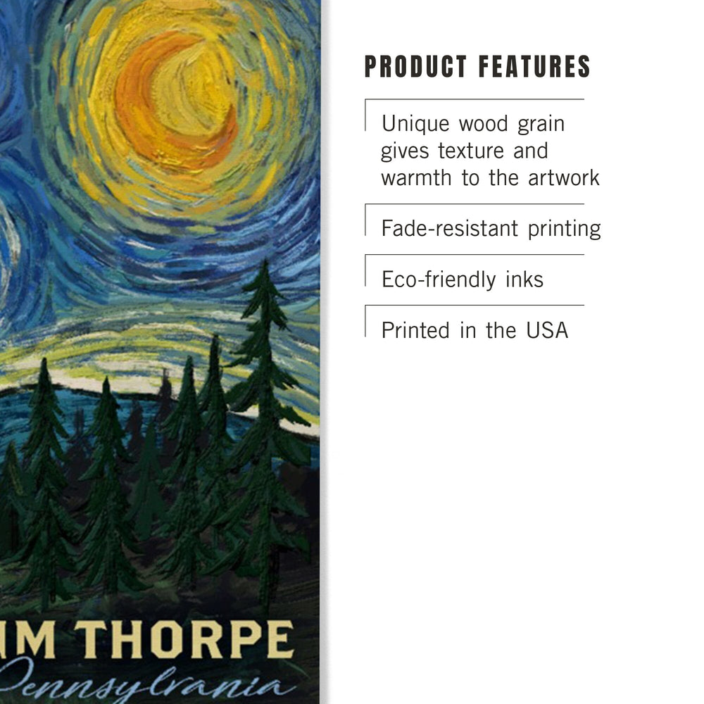 Jim Thorpe, Pennsylvania, Starry Night, Bear & Cub, Lantern Press Artwork, Wood Signs and Postcards Wood Lantern Press 