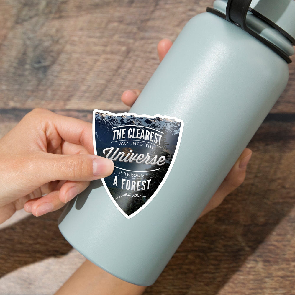 John Muir, The Clearest Way, Sentiment, Contour, Vinyl Sticker - Lantern Press