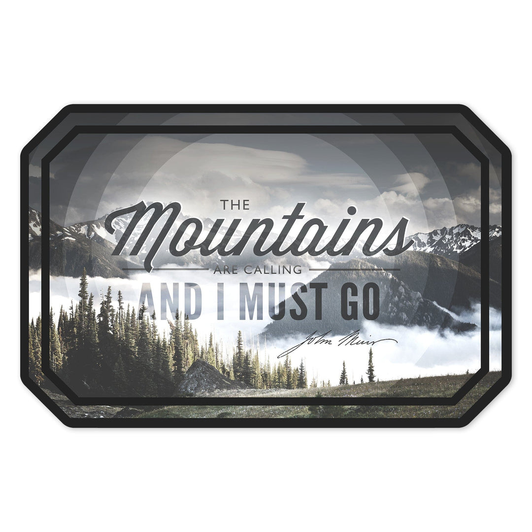 John Muir, The Mountains are Calling, Contour, Vinyl Sticker Sticker Lantern Press 