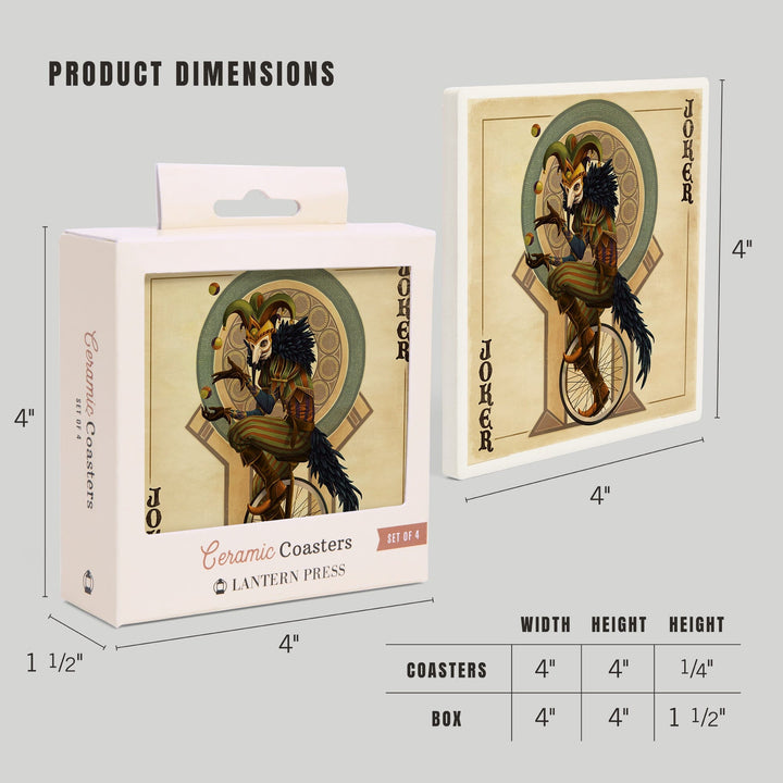 Joker, Playing Card, Coasters Coasters Lantern Press 