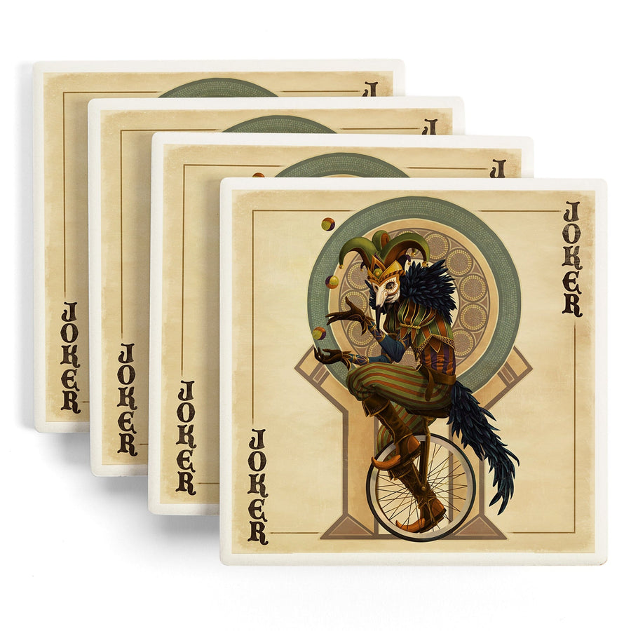 Joker, Playing Card, Lantern Press Artwork, Coaster Set - Lantern Press