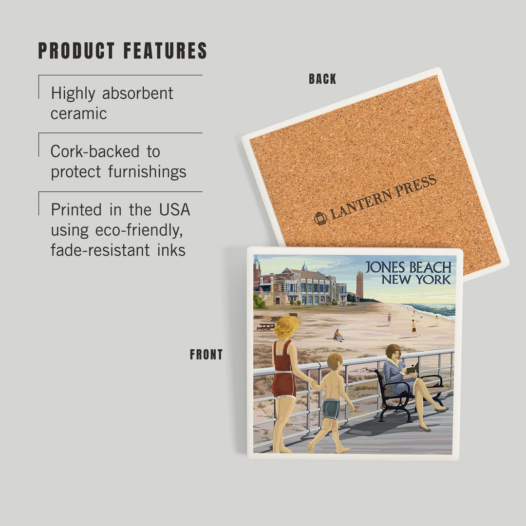Jones Beach Scene, New York, Coasters Coasters Lantern Press 