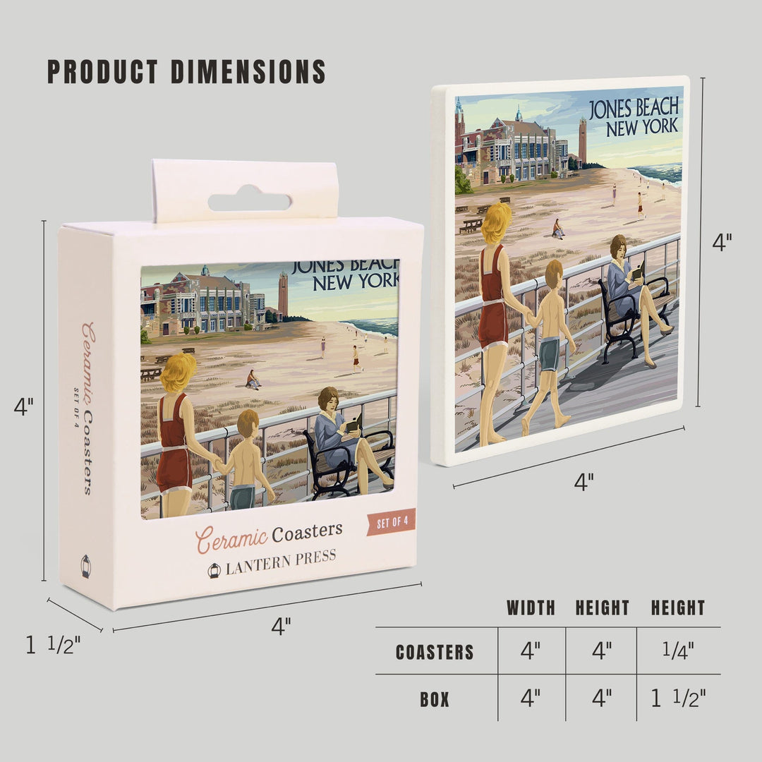 Jones Beach Scene, New York, Coasters Coasters Lantern Press 