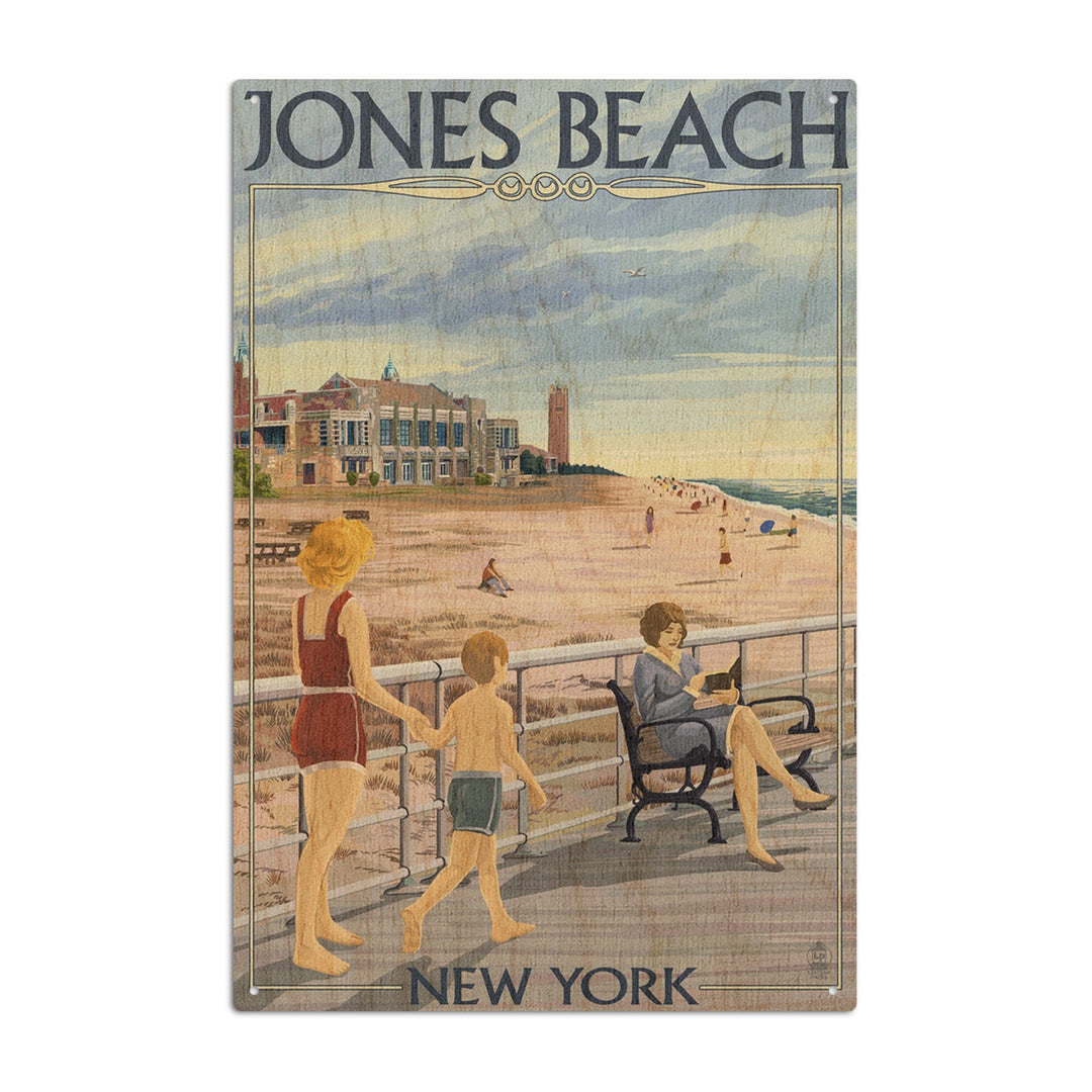 Jones Beach Scene, New York, Lantern Press Artwork, Wood Signs and Postcards Wood Lantern Press 10 x 15 Wood Sign 