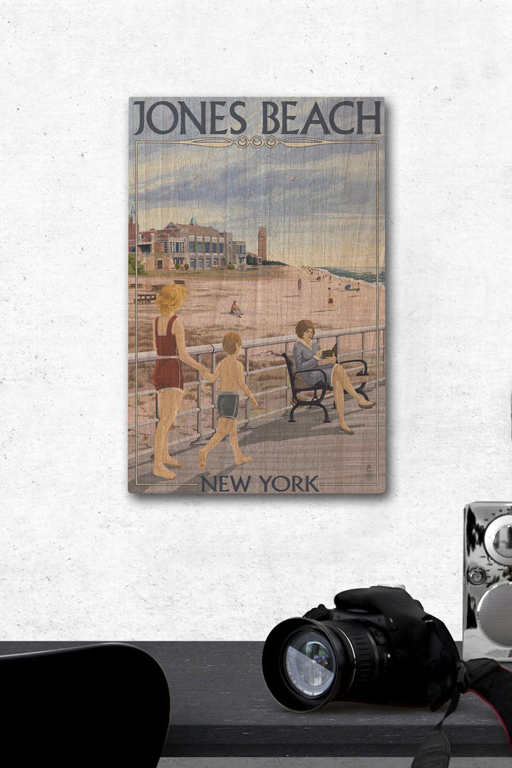 Jones Beach Scene, New York, Lantern Press Artwork, Wood Signs and Postcards Wood Lantern Press 12 x 18 Wood Gallery Print 