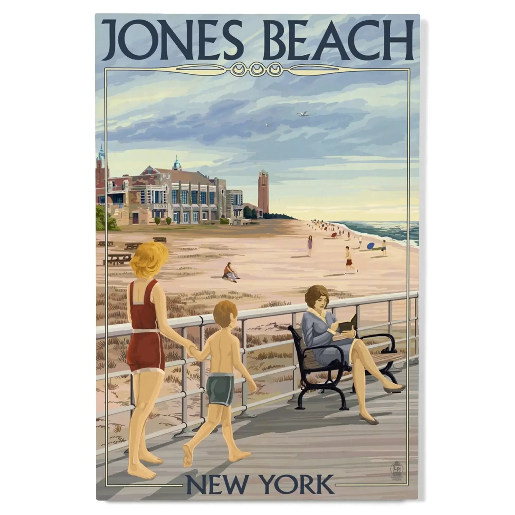 Jones Beach Scene, New York, Lantern Press Artwork wood signs and