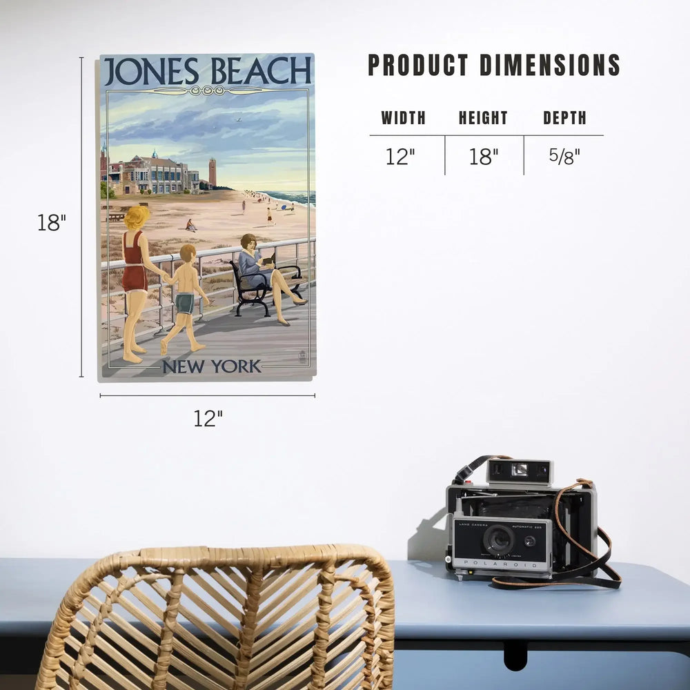 Jones Beach Scene, New York, Lantern Press Artwork, Wood Signs and Postcards - Lantern Press