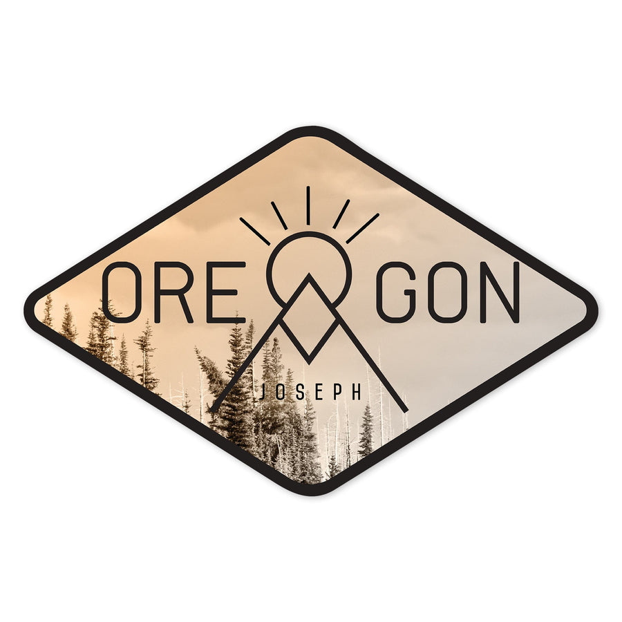 Joseph, Oregon, Geometric Opacity, Contour, Vinyl Sticker Sticker Lantern Press 