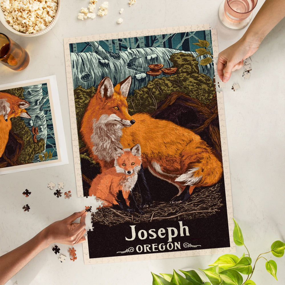 Joseph, Oregon, Letterpress, Fox and Kit, Jigsaw Puzzle Puzzle Lantern Press 