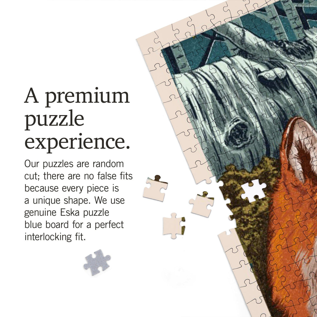 Joseph, Oregon, Letterpress, Fox and Kit, Jigsaw Puzzle Puzzle Lantern Press 