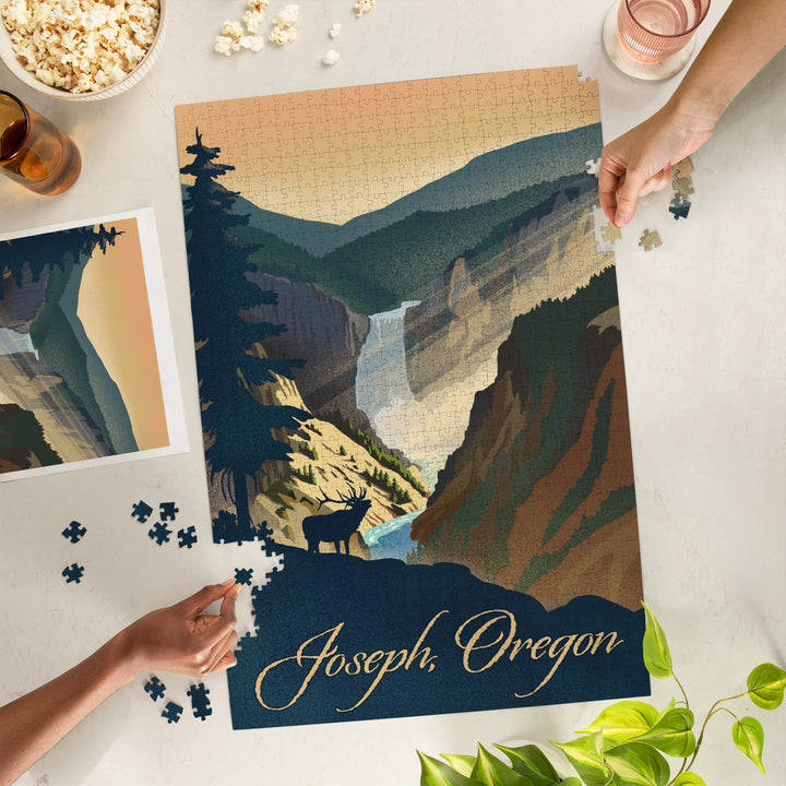 Joseph, Oregon, Lithograph, Jigsaw Puzzle Puzzle Lantern Press 