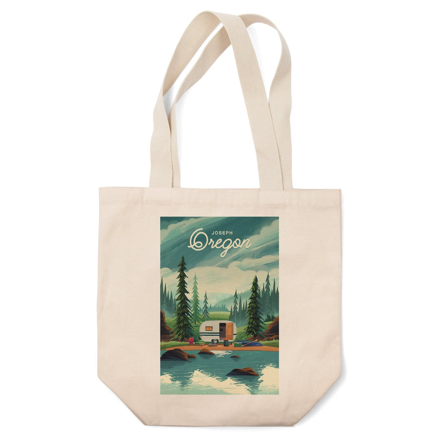 Joseph, Oregon, Outdoor Activity, At Home Anywhere, Camper in Evergreens, Tote Bag Totes Lantern Press 