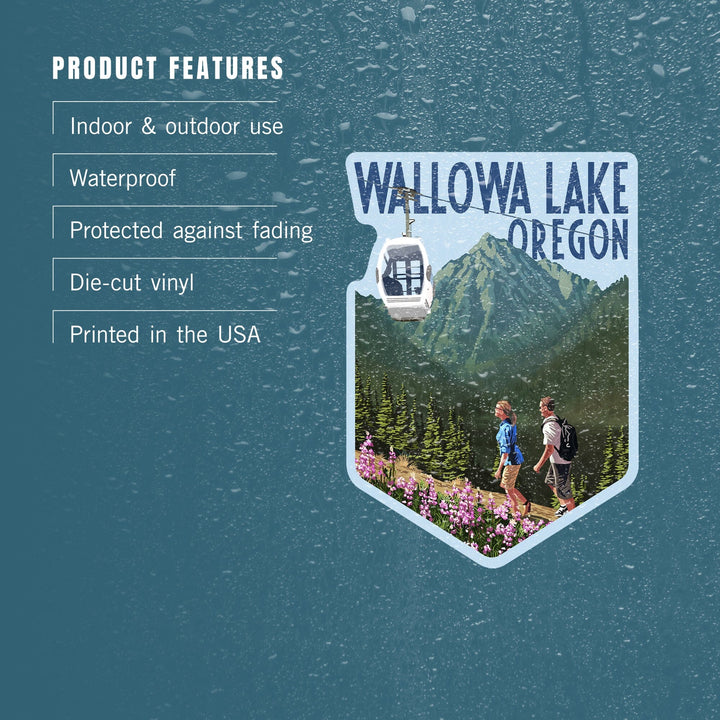 Joseph, Oregon, Wallowa Lake, Mountain and Gondola, Contour, Vinyl Sticker Sticker Lantern Press 