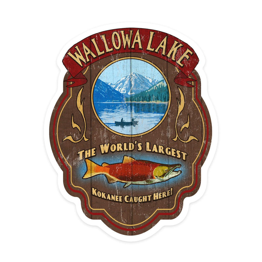 Joseph, Oregon, Wallowa Lake, Vintage Sign, Contour, Lantern Press Artwork, Vinyl Sticker Sticker Lantern Press 