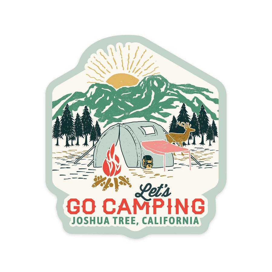 Joshua Tree, California, Go camping, Contour, Vinyl Sticker - Lantern Press