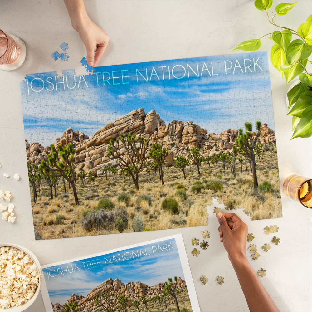 Joshua Tree National Park, California, Blue Sky and Rocks, Jigsaw Puzzle Puzzle Lantern Press 
