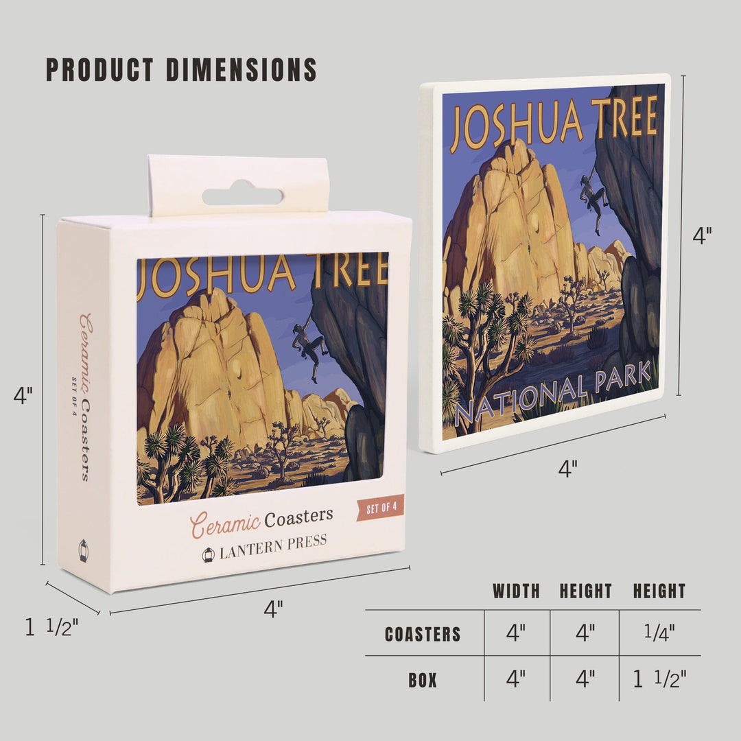 Joshua Tree National Park, California, Boulder Climber, Lantern Press Artwork, Coaster Set - Lantern Press