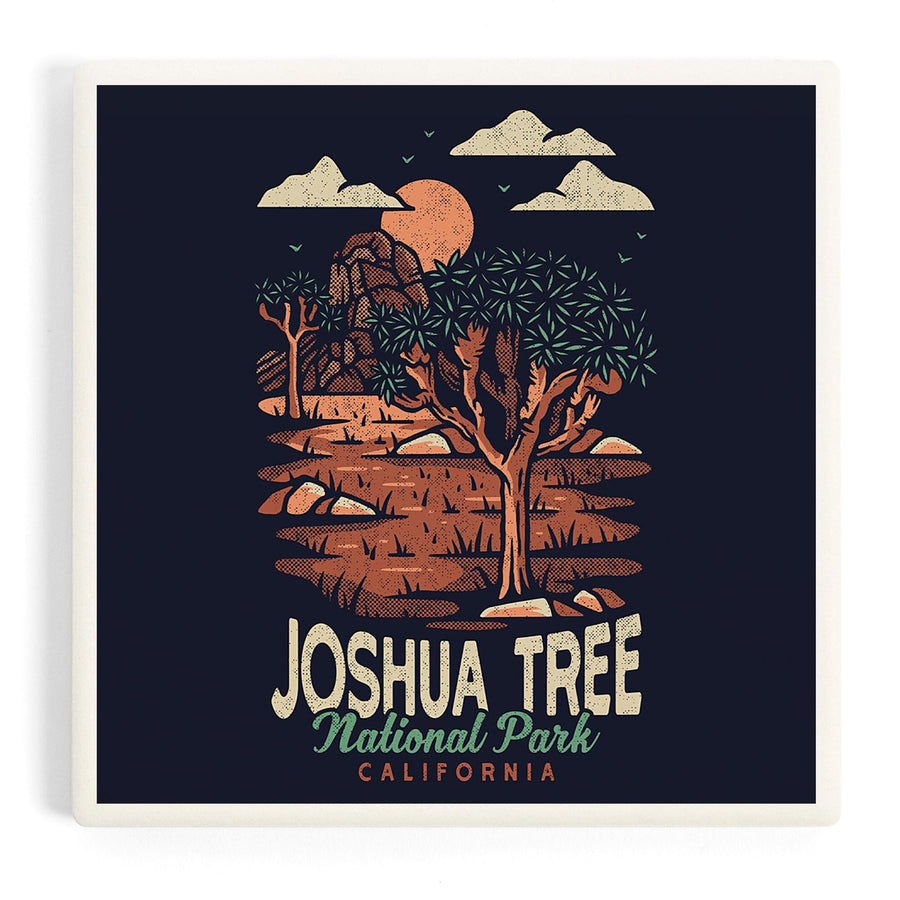 Joshua Tree National Park, California, Distressed Vector, Coasters Coasters Lantern Press 