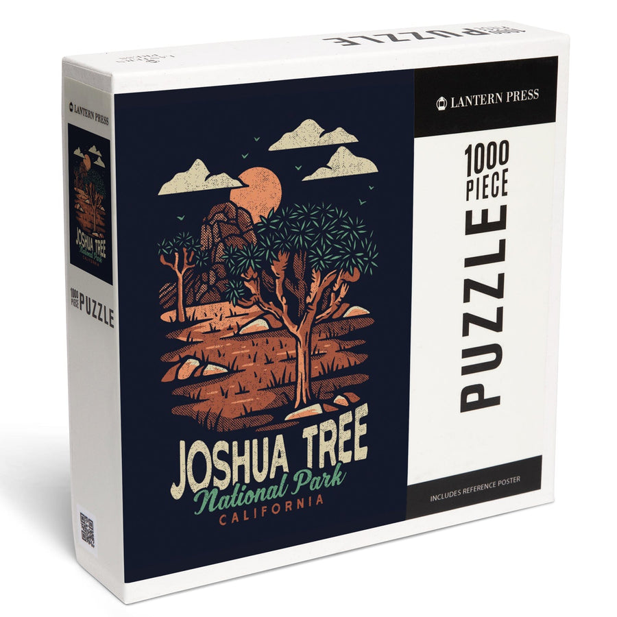 Joshua Tree National Park, California, Distressed Vector, Jigsaw Puzzle Puzzle Lantern Press 