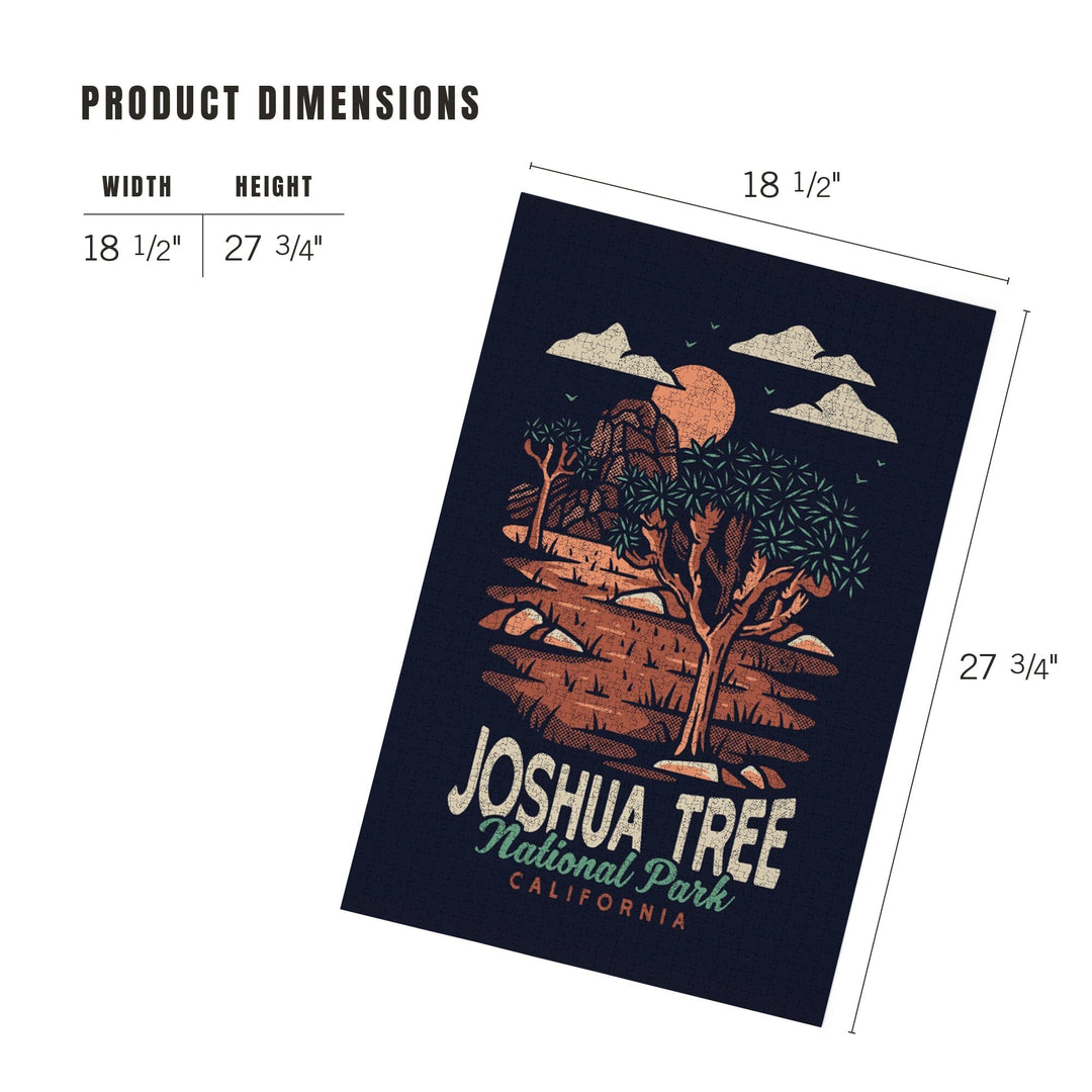 Joshua Tree National Park, California, Distressed Vector, Jigsaw Puzzle Puzzle Lantern Press 