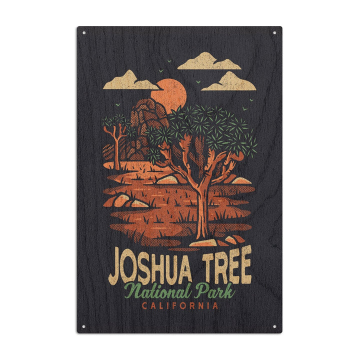 Joshua Tree National Park, California, Distressed Vector, Lantern Press Artwork, Wood Signs and Postcards Wood Lantern Press 10 x 15 Wood Sign 