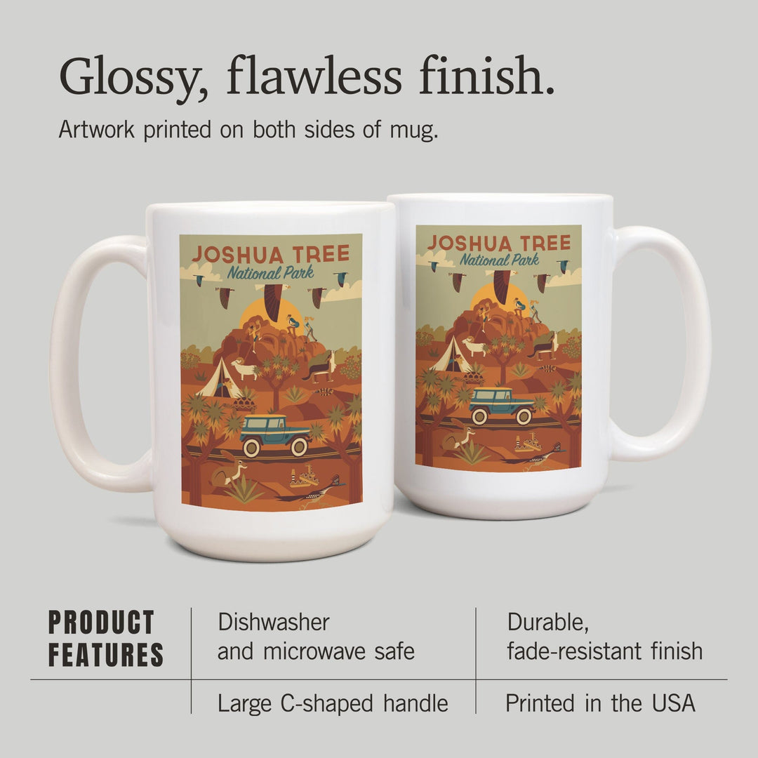 Joshua Tree National Park, California, Geometric National Park Series, Lantern Press Artwork, Ceramic Mug - Lantern Press