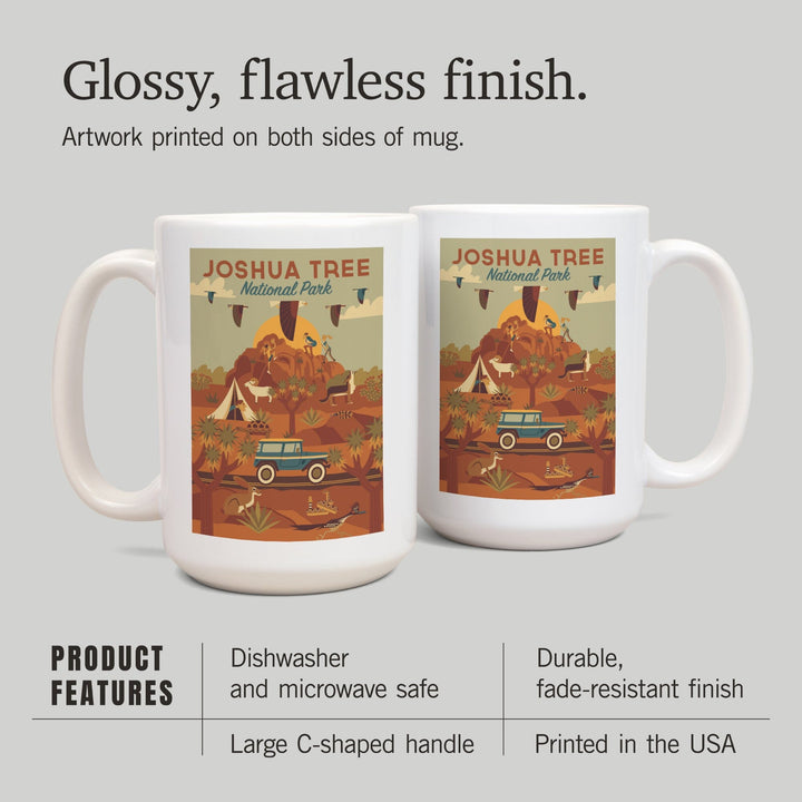 Joshua Tree National Park, California, Geometric National Park Series, Lantern Press Artwork, Ceramic Mug - Lantern Press