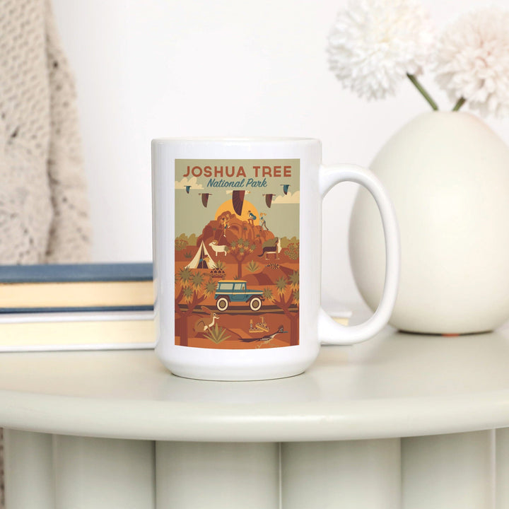 Joshua Tree National Park, California, Geometric National Park Series, Lantern Press Artwork, Ceramic Mug - Lantern Press