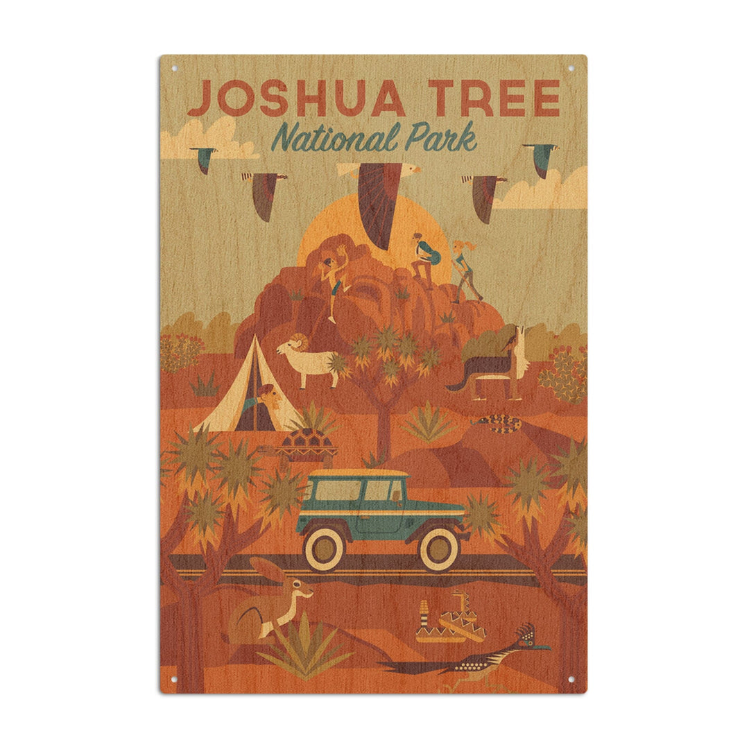 Joshua Tree National Park, California, Geometric National Park Series, Lantern Press Artwork, Wood Signs and Postcards Wood Lantern Press 10 x 15 Wood Sign 