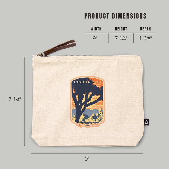 Joshua Tree National Park, California, Lithograph, contour, Organic Cotton Zipper Pouch, Go Bag Go Bag Lantern Press 