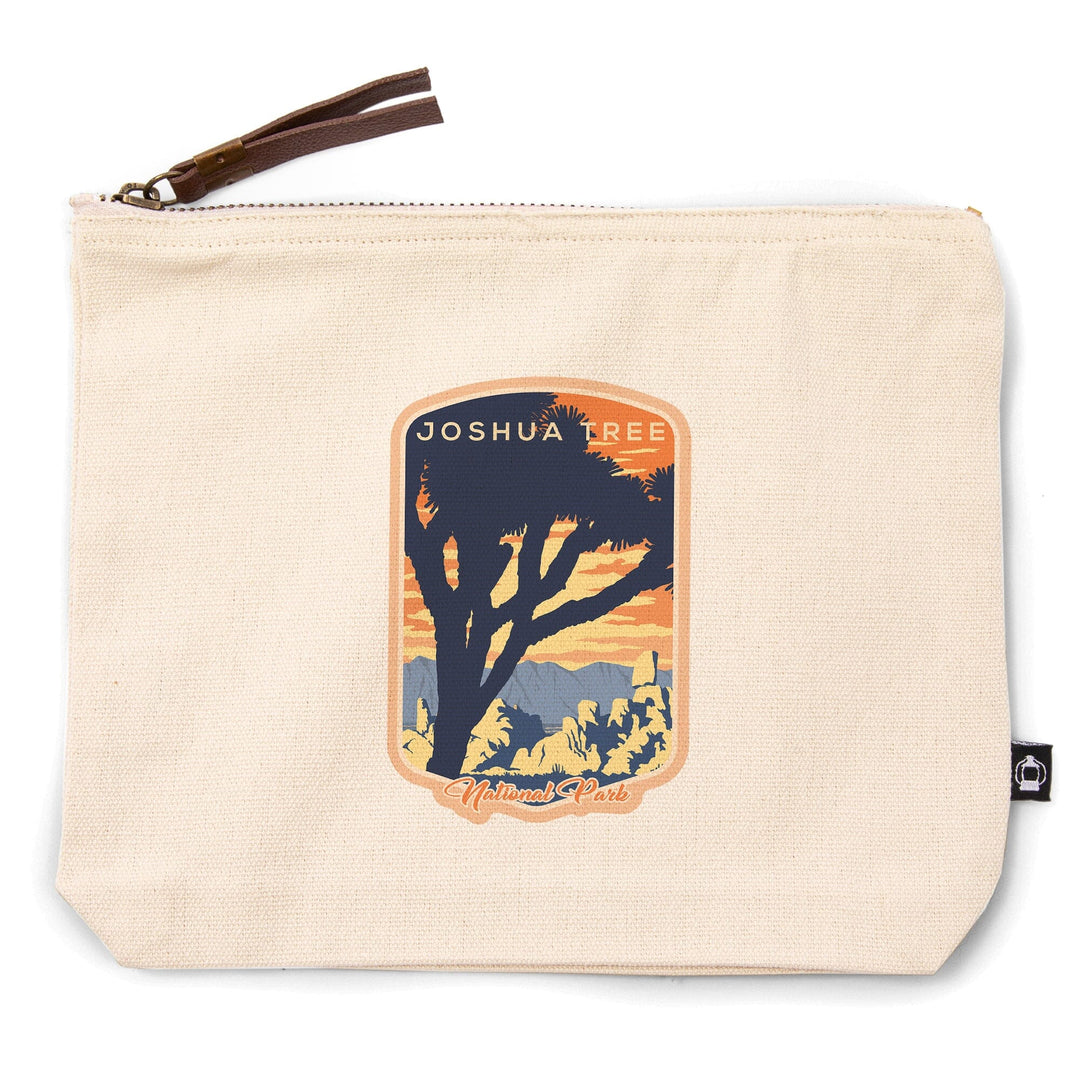 Joshua Tree National Park, California, Lithograph, contour, Organic Cotton Zipper Pouch, Go Bag Go Bag Lantern Press 