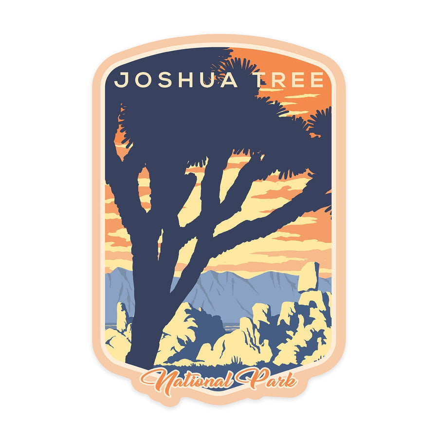 Joshua Tree National Park, California, Lithograph, contour, Vinyl Sticker - Lantern Press