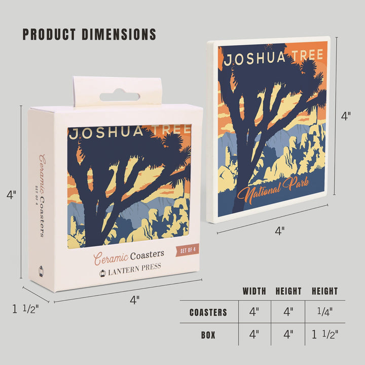 Joshua Tree National Park, California, Lithograph, Lantern Press Artwork, Coaster Set - Lantern Press