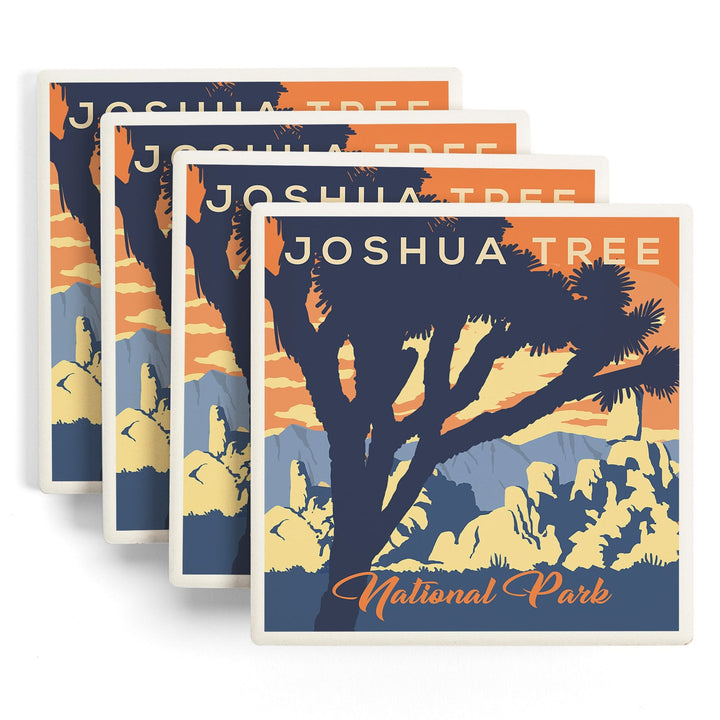 Joshua Tree National Park, California, Lithograph, Lantern Press Artwork, Coaster Set - Lantern Press