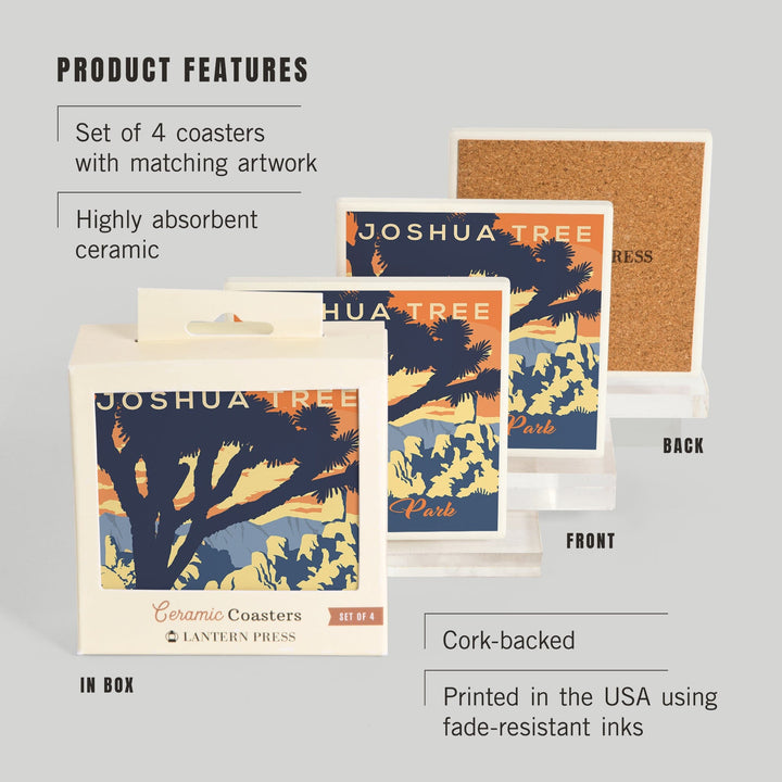 Joshua Tree National Park, California, Lithograph, Lantern Press Artwork, Coaster Set - Lantern Press