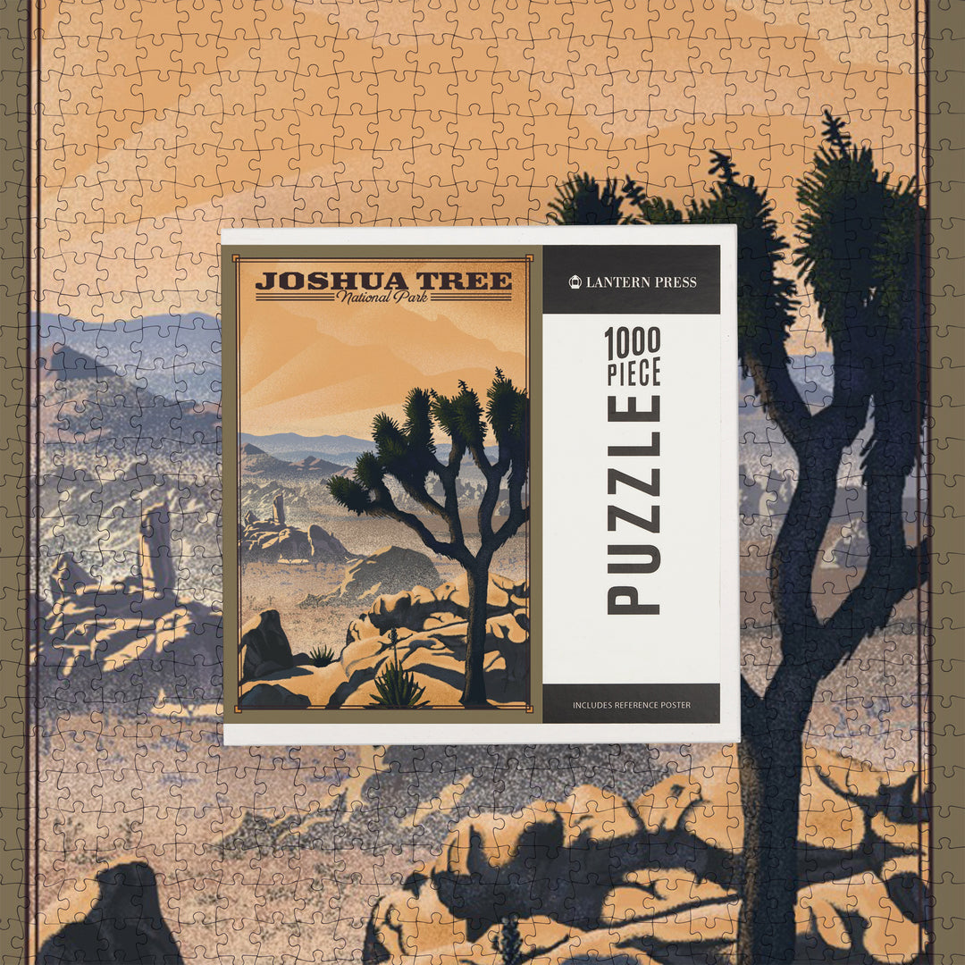 Joshua Tree National Park, California, Lithograph National Park Series, Jigsaw Puzzle Puzzle Lantern Press 
