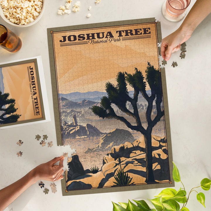 Joshua Tree National Park, California, Lithograph National Park Series, Jigsaw Puzzle Puzzle Lantern Press 
