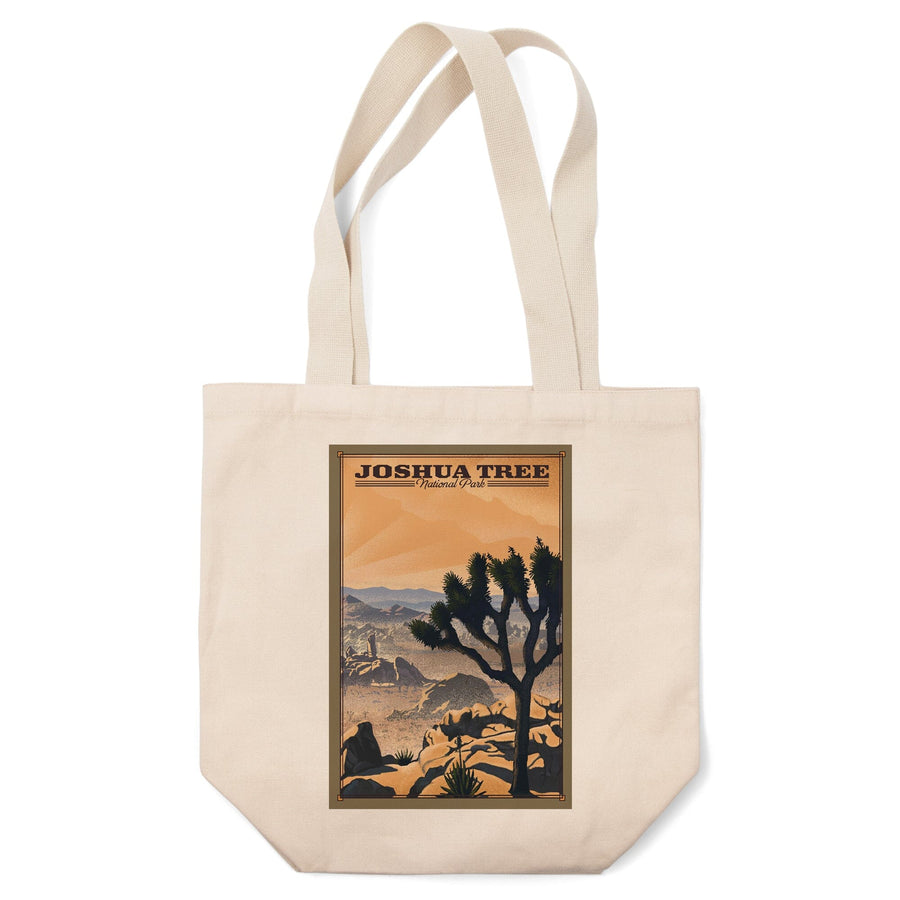 Joshua Tree National Park, California, Lithograph National Park Series, Lantern Press Artwork, Tote Bag Totes Lantern Press 