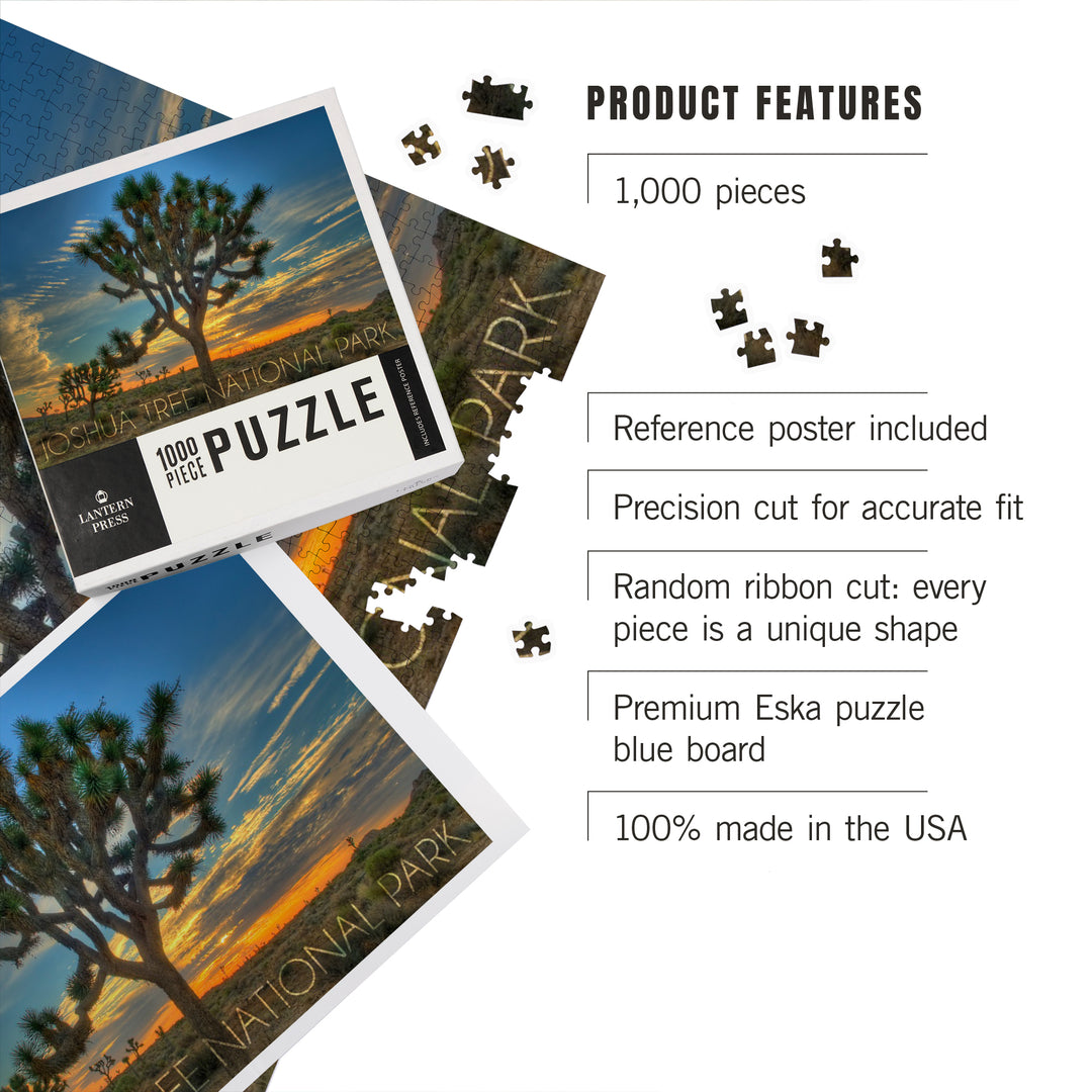 Joshua Tree National Park, California, Tree in Center, Jigsaw Puzzle Puzzle Lantern Press 