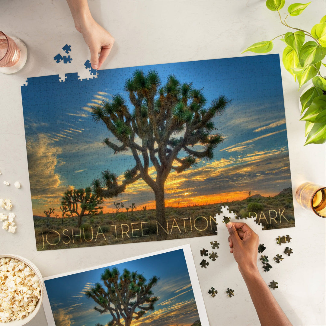 Joshua Tree National Park, California, Tree in Center, Jigsaw Puzzle Puzzle Lantern Press 
