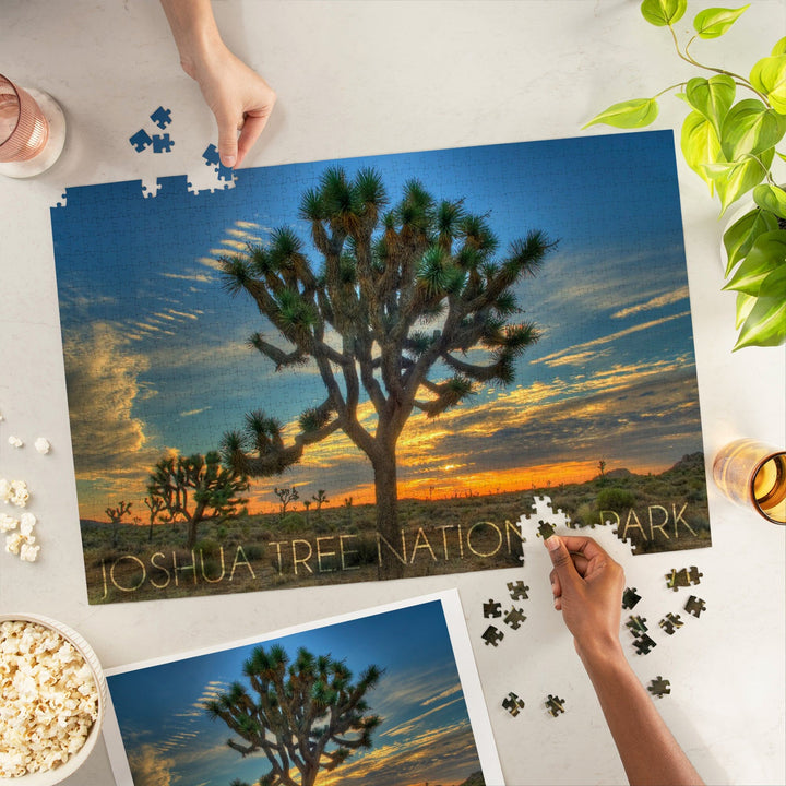 Joshua Tree National Park, California, Tree in Center, Jigsaw Puzzle Puzzle Lantern Press 