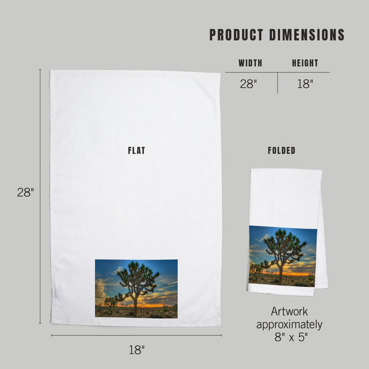 Joshua Tree National Park, California, Tree in Center, Organic Cotton Kitchen Tea Towels Kitchen Lantern Press 