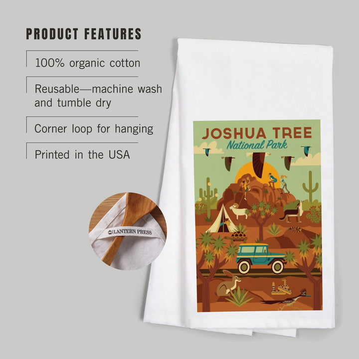 Joshua Tree National Park Geometric, Organic Cotton Kitchen Tea Towels Kitchen Lantern Press 